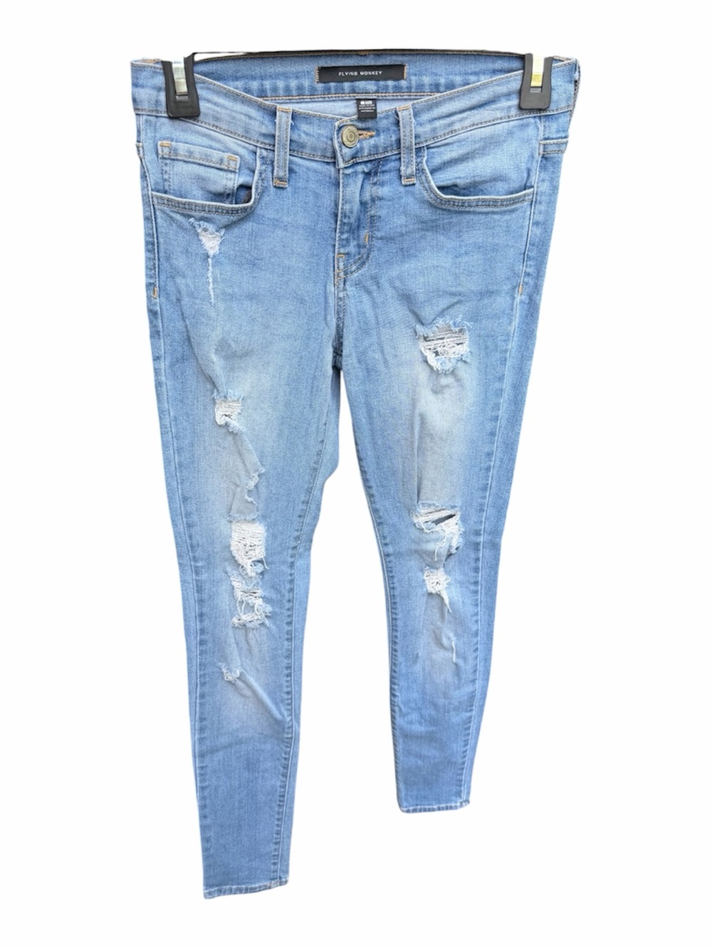 Flying Monkey Light Wash Ripped Skinny Jeans